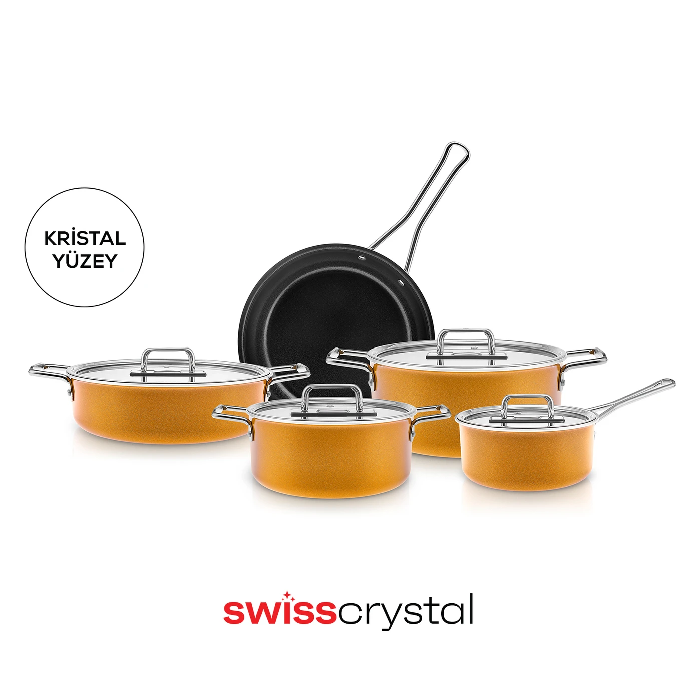 [153.09.01.3607] KARACA SWISS CRYSTAL MASTERMAID 9 PIECES TEN SET YELLOW