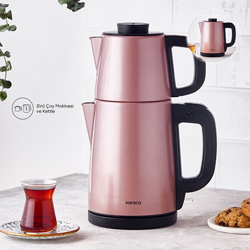[153.03.06.9497] Karaca Tea Break 2 in 1 Çelik Su Isıtıcı Çay Makinesi Rosegold Inox