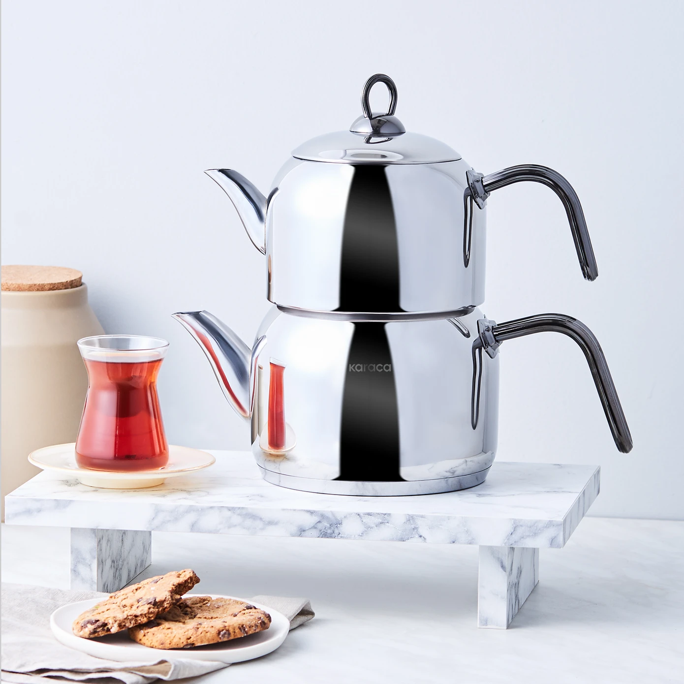 [153.03.08.2245] KARACA URBAN MEDIUM SIZE TEA POT SET SMOKED