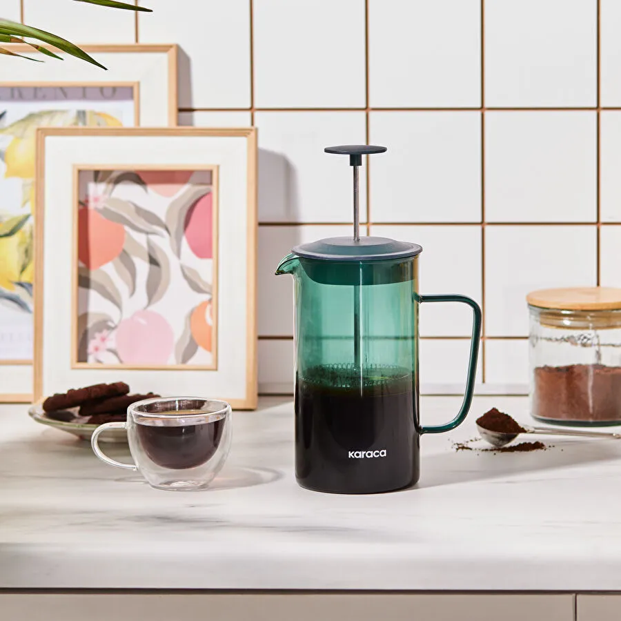 [153.03.08.4864] Karaca Valentina Borosilikat Cam French Press 1000 ml Green