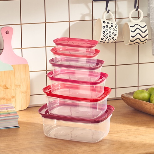 [153.09.01.0766] KARACA VICKS RED VELVET 6-PIECE STORAGE CONTAINER