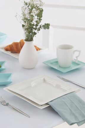 [153.09.01.0595] KARACA WINX GREEN 28 PIECES BREAKFAST SET SQUARE