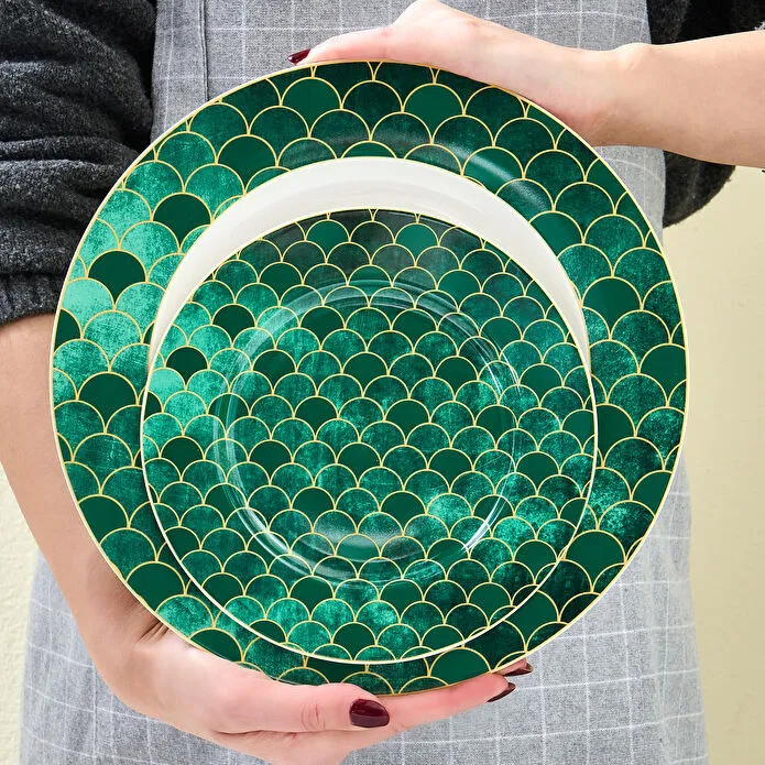 [153.03.06.9240] KARACA ZUMRUT 24 PIECES DINNER SET FOR 6 PEOPLE