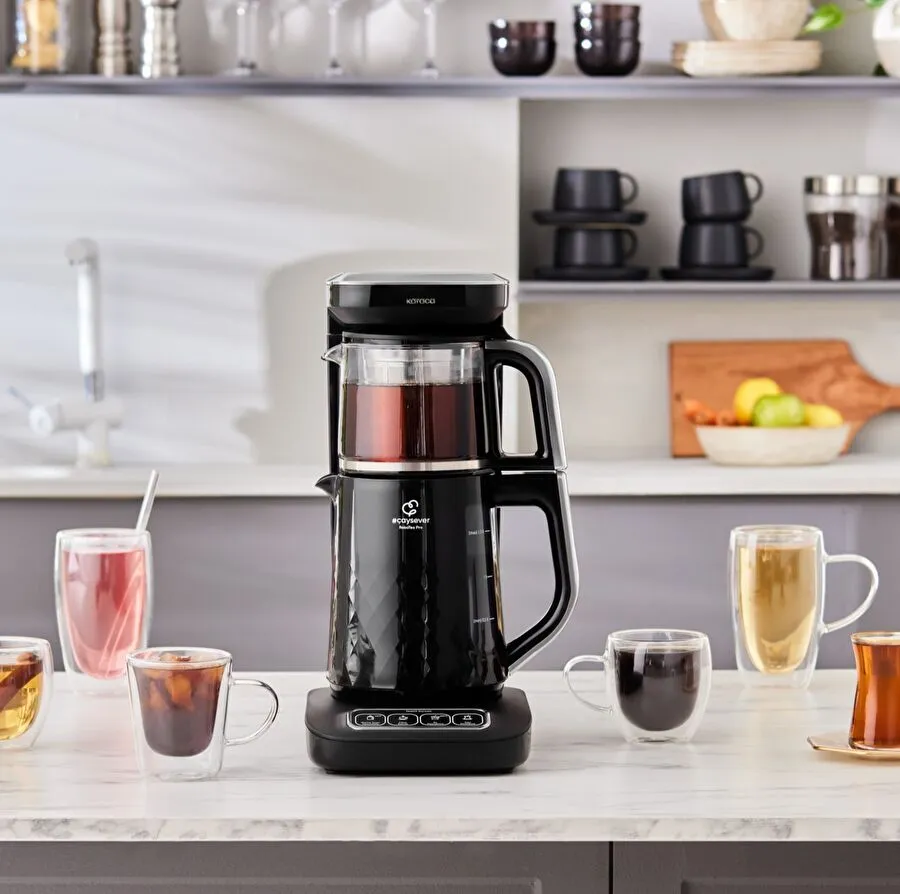 [153.09.01.3388] Karaca Çaysever Robotea Pro Quartz 4 in 1 Konuşan Çay Makinesi Black Chrome