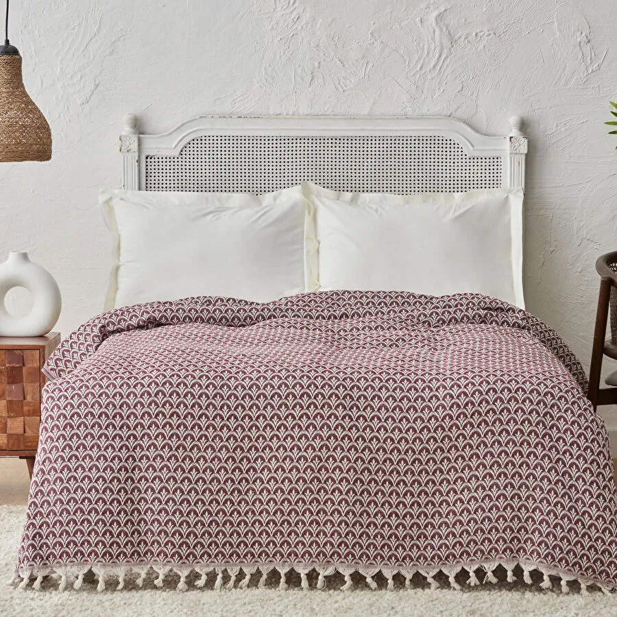 [200.21.01.0758] Karaca Home Cordoba Bordo Çift Kişilik Pike Yatak Örtüsü 200x230 cm