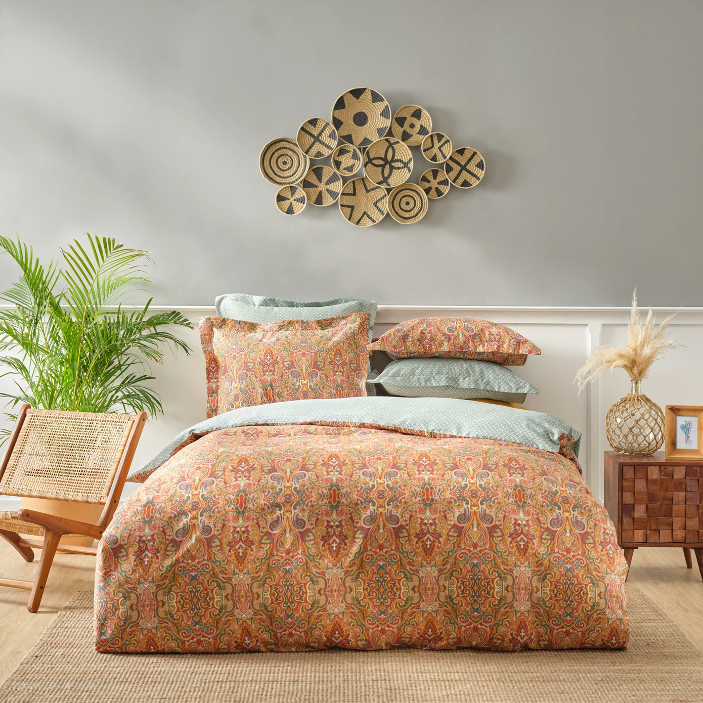 [200.21.01.0605] KH EVAN TILE DOUBLE 100% COTTON SATIN DUVET COVER SET