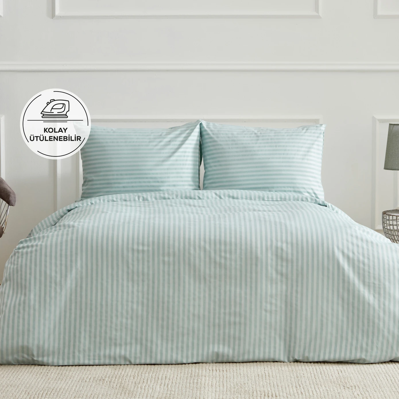[200.22.05.0135] KH JOSEF MINT CIZGIL SATIN SINGLE KS DUVET COVER TKM PP