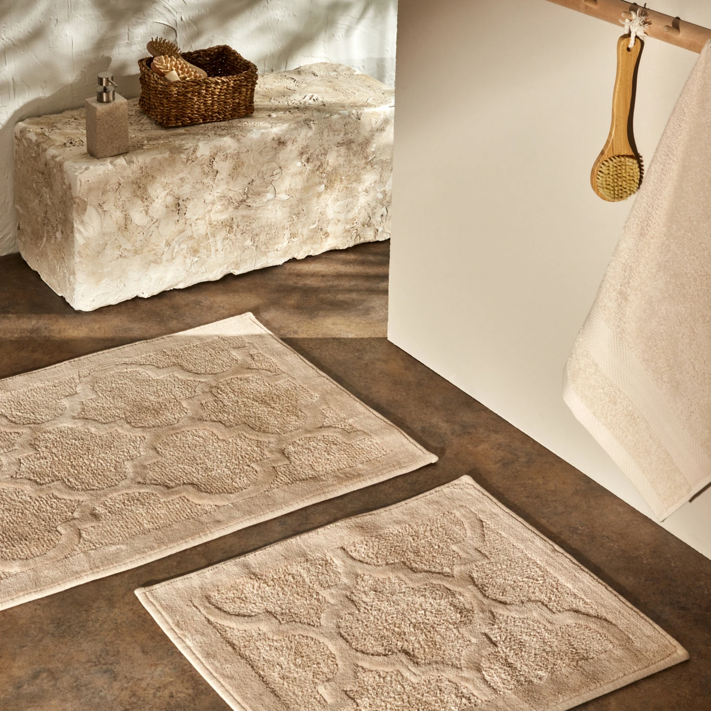 [200.22.02.0042] KH KATY BEIGE 2 PRC BATH MAT (60X100 CM + 50X60 CM