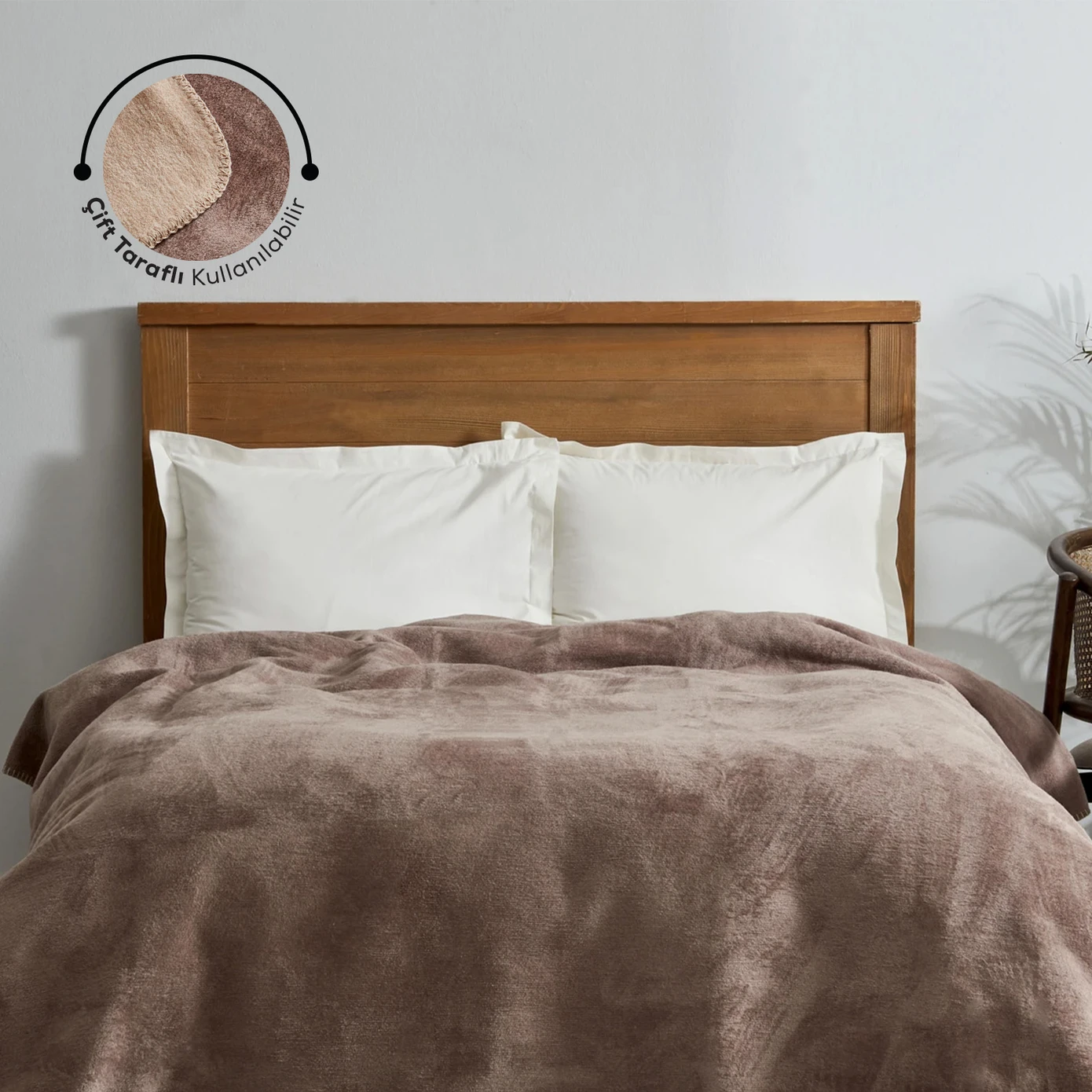 [200.22.05.0156] KH SAYE MINK-BEIGE DOUBLE COTTON BLANKET