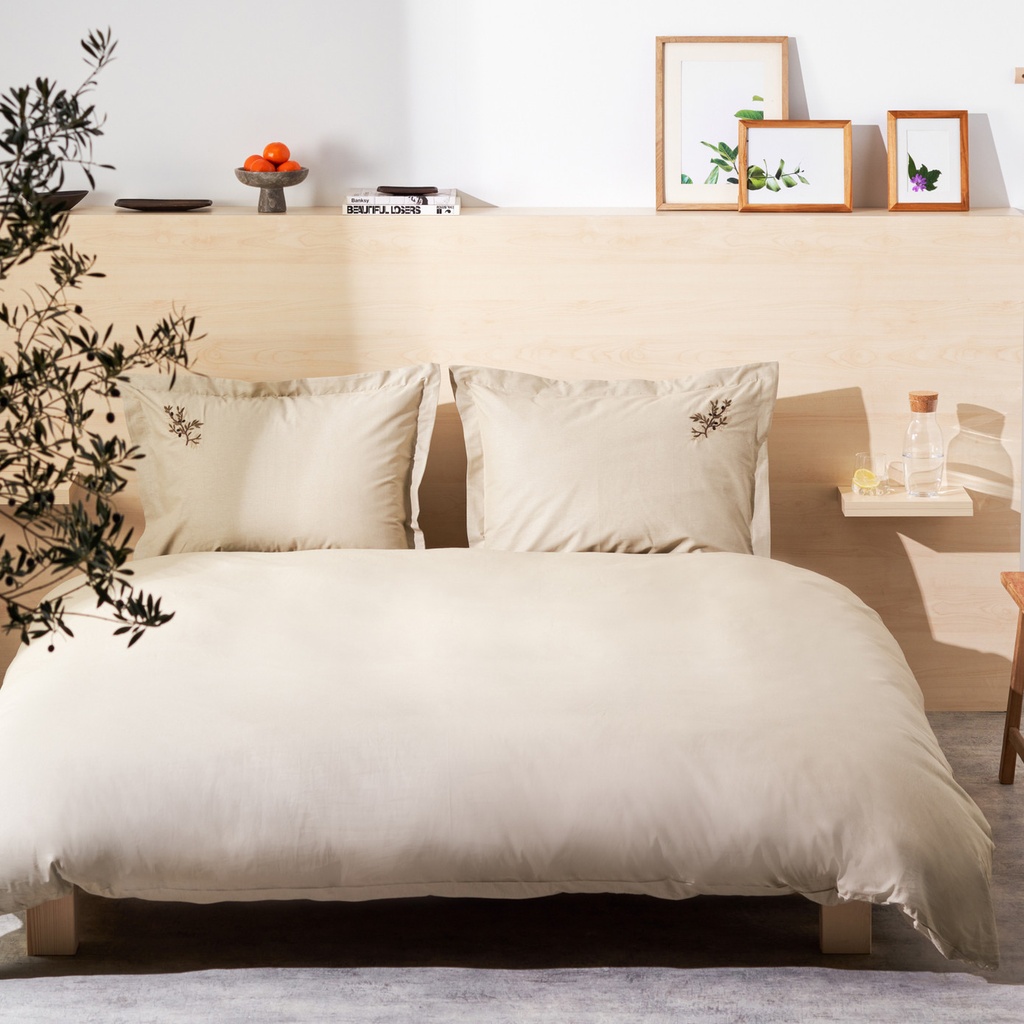 [200.22.01.0042] OLIVE KHAKI VEGAN DOUBLE KS DUVET COVER SET