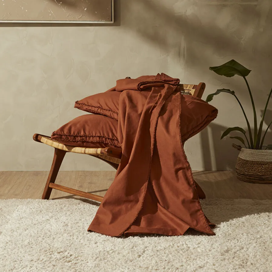 [200.22.01.0122] Karaca Home  Pollen Keten Çift Kişilik Nevresim Takımı Terracotta
