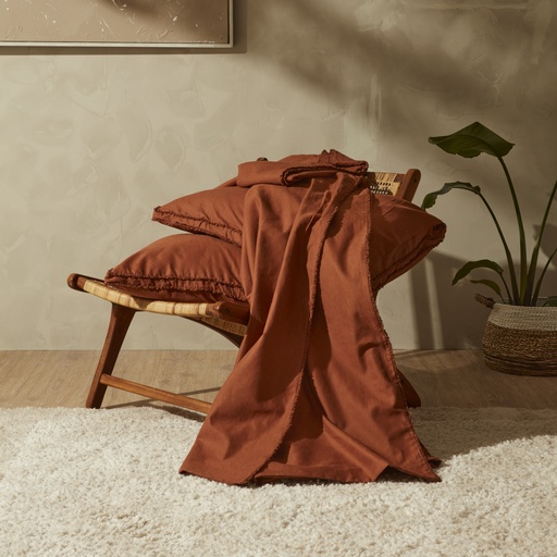 [200.22.01.0122] POLLEN TERRACOTTA LINEN DOUBLE KS DUVET COVER SET