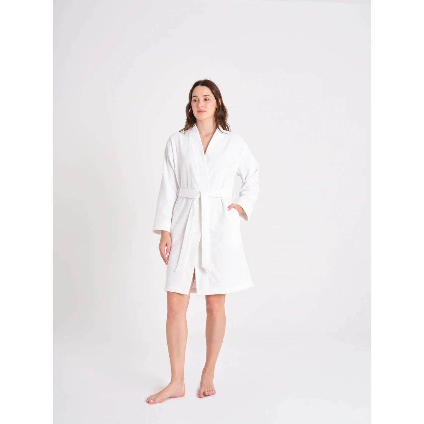 ROMA OFFWHITE REGULAR KIMONO 100% COTTON BATHROBE M/L