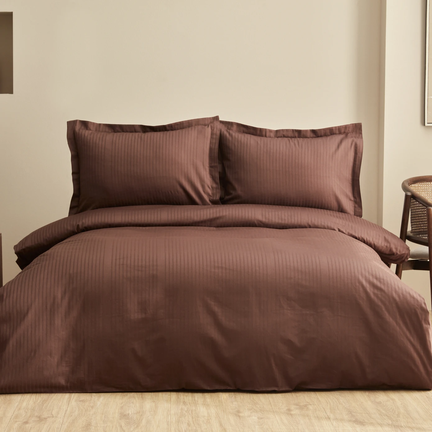 [200.21.01.0694] UNIQ BROWN 100% PMK SATIN TEK KS DUVET COVER TKM