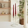 [1000009700001] 2'Lİ ŞAMDAN MUM 24 CM, BORDO